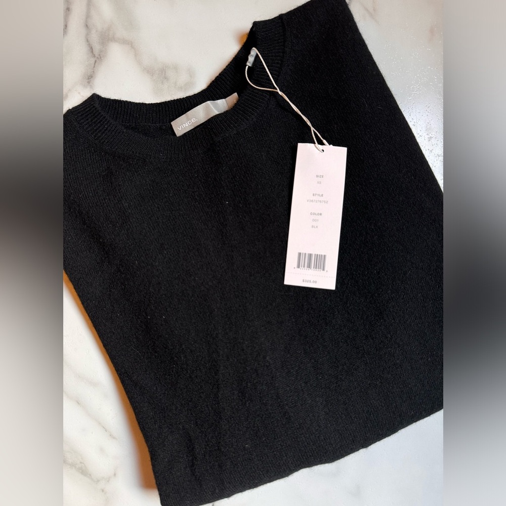 *New* Vince. XS Black Cashmere Open Back Sweater